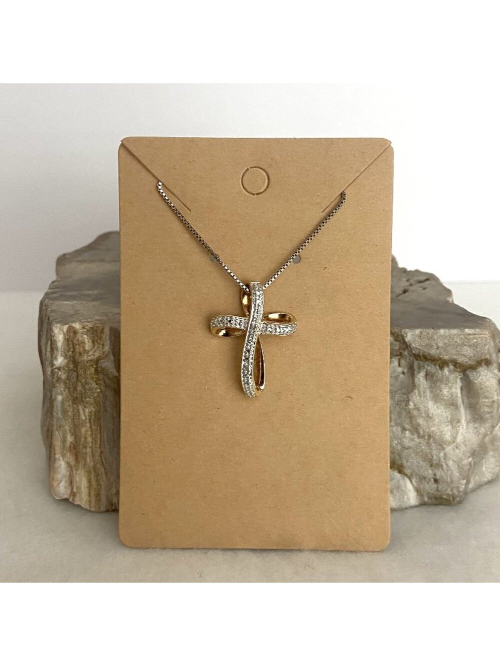 Ross-Simons Gold Plated Sterling Silver 925 Diamond Cross Pendant Necklace 18"